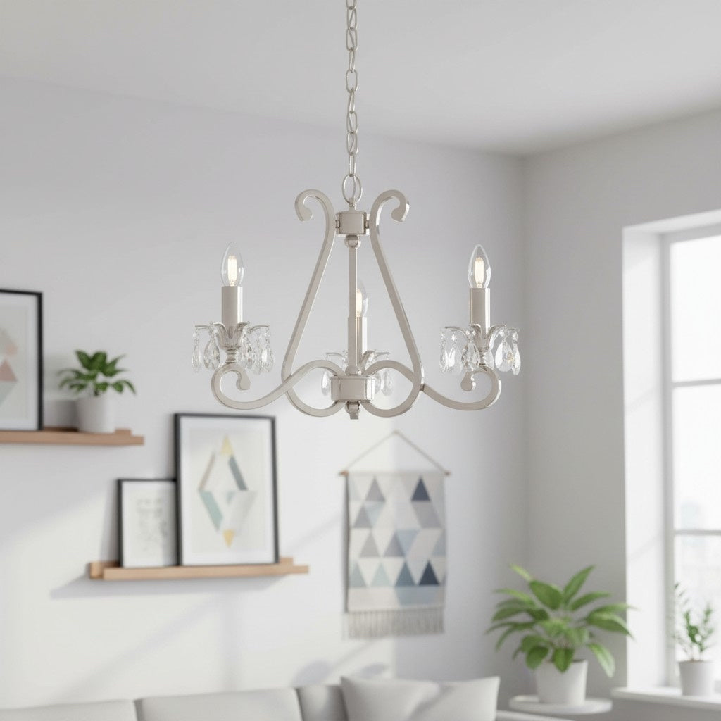 Talonis Kristall-Kronleuchter - Traditioneller Kerzenstil aus Messing und Nickel für Wohnzimmer und Esszimmer