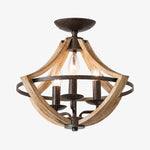 Load image into Gallery viewer, Distressed wood and rust ceiling light