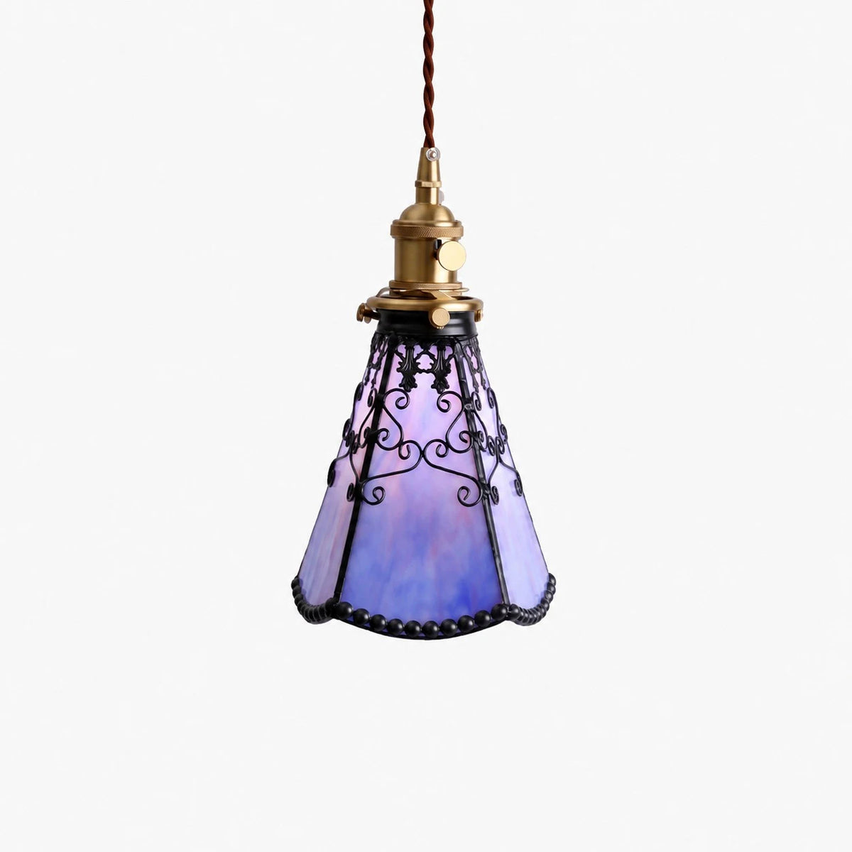 gradient purple stained glass pendant