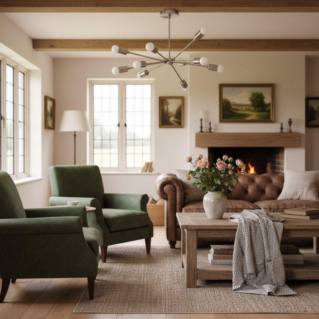 Mobilux Line Mid Century Sputnik Chandelier - Modern Brass Ceiling Light