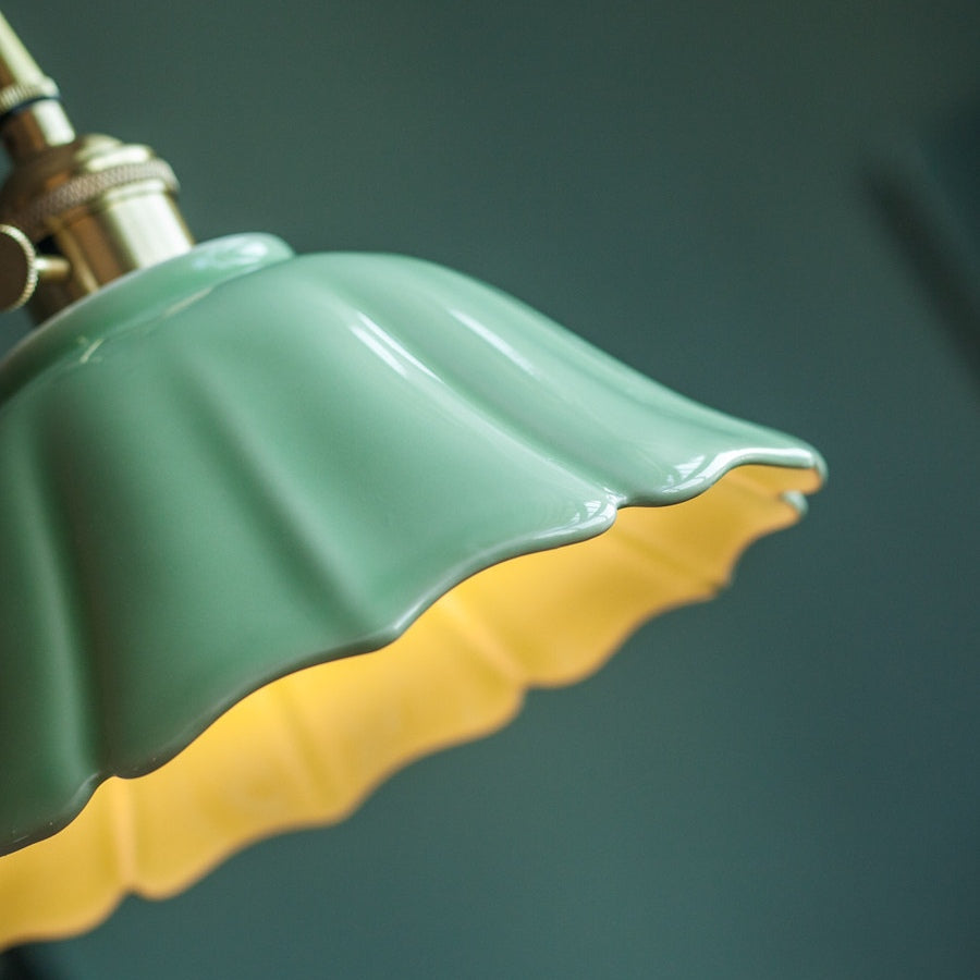 Vintage Celadon Keramik Lotus Hängeleuchte