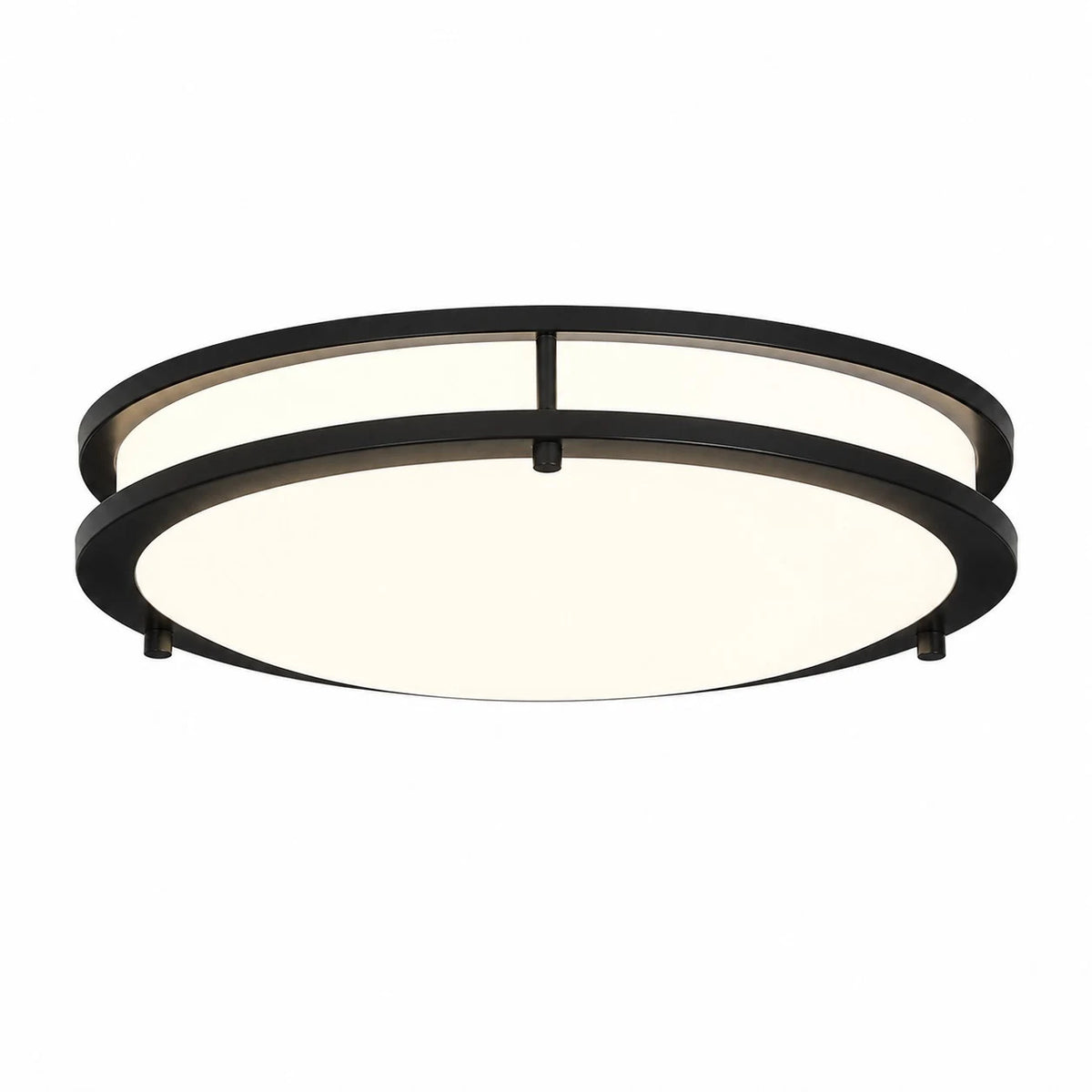 Matte black 40 cm Bauhaus eye-care LED ceiling light, three-color light