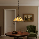 Afbeelding laden in galerijweergave, TF Dark Star Tiffany-hanger – glas-in-lood geometrisch ontwerp plafondlamp voor woonkamers