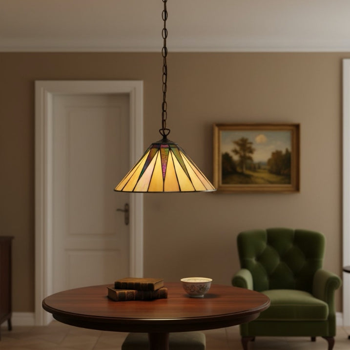 TF Dark Star Tiffany-hanger – glas-in-lood geometrisch ontwerp plafondlamp voor woonkamers