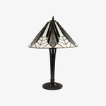 Afbeelding laden in galerijweergave, TF Astoria Art Deco Tiffany-tafellamp – Geslepen en iriserende kap voor slaapkamer of woonkamer