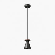 Black and walnut wood mini pendant light