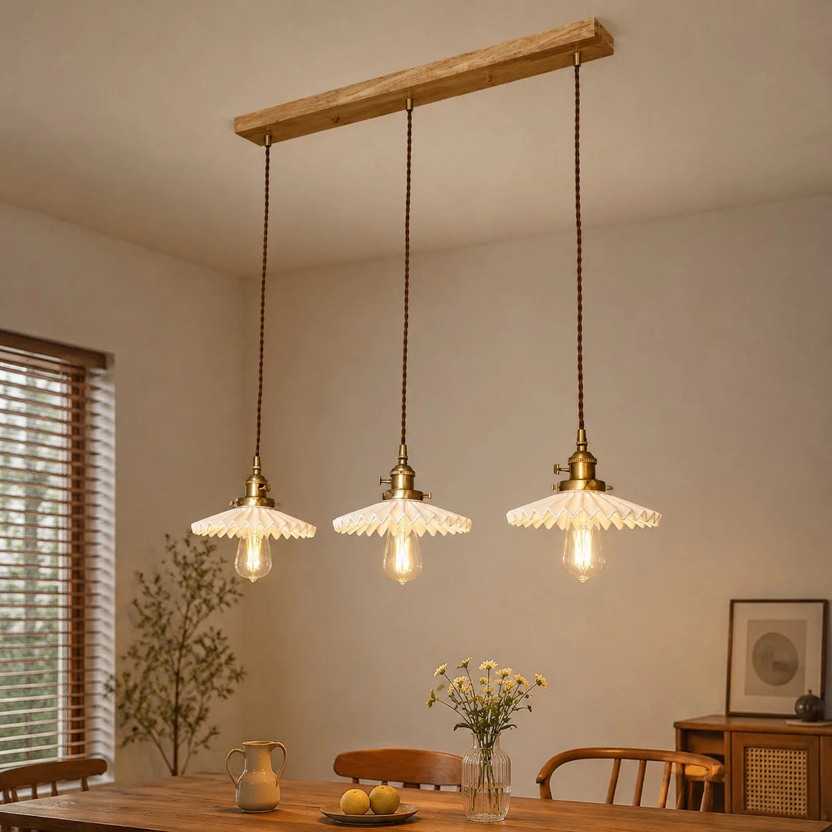 pleated ceramic pendant light 17