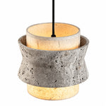 Cargar imagen en el visor de la Galería, Close-up of flared gray travertine stone pendant profile