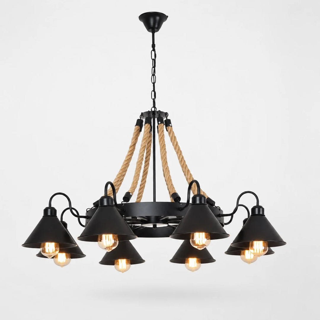 Rustic farmhouse rope chandelier