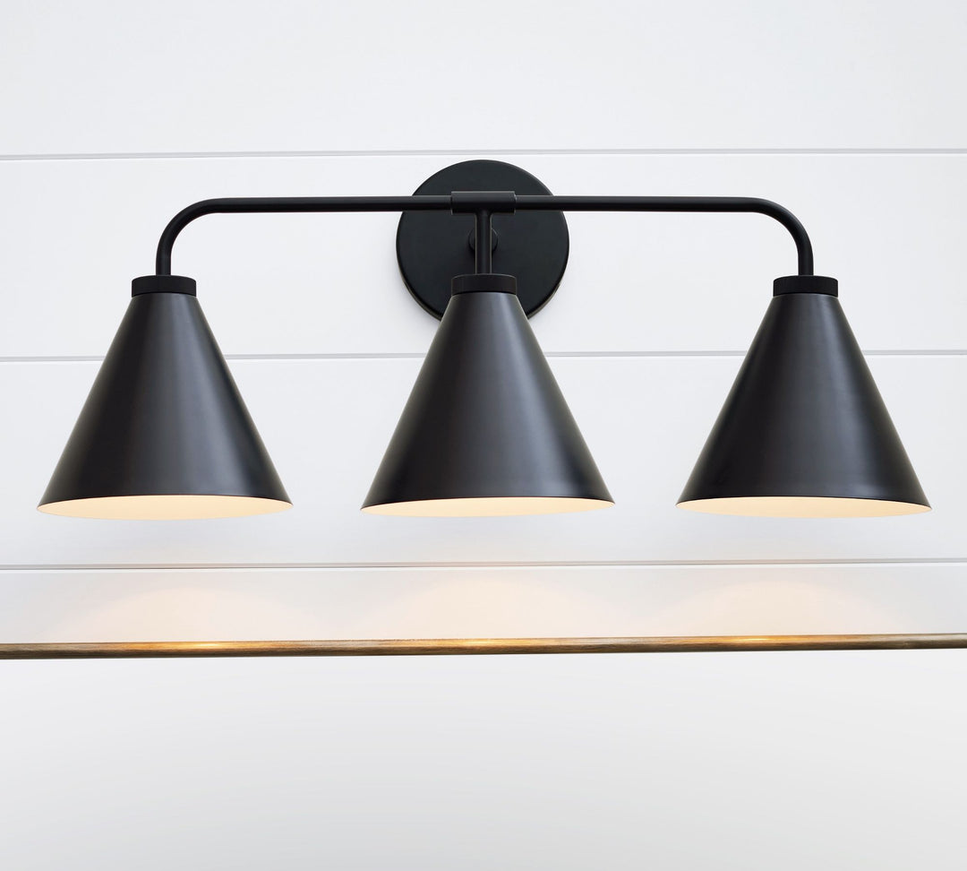 Korvi Iron Tapered Sconce Light - Wall Fixture in Black or Brass