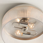 Load image into Gallery viewer, Bravira Flush Mount Ceiling Light - Ribbed &amp; Bubbled Glass Metal Light
