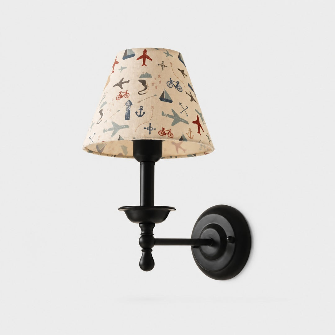 Vintage wandlamp met stoffen kap