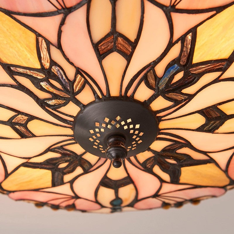 TF Ashton Tiffany Libelle Motief Tiffany Glas Opbouwplafondlamp - Overgangsstijl voor Slaapkamers en Loungeruimtes
