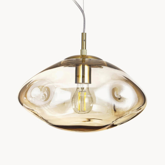 Lámpara Colgante de Vidrio Curvado Suave Glissora - Colgante de Vidrio y Metal para Comedor y Isla de Cocina