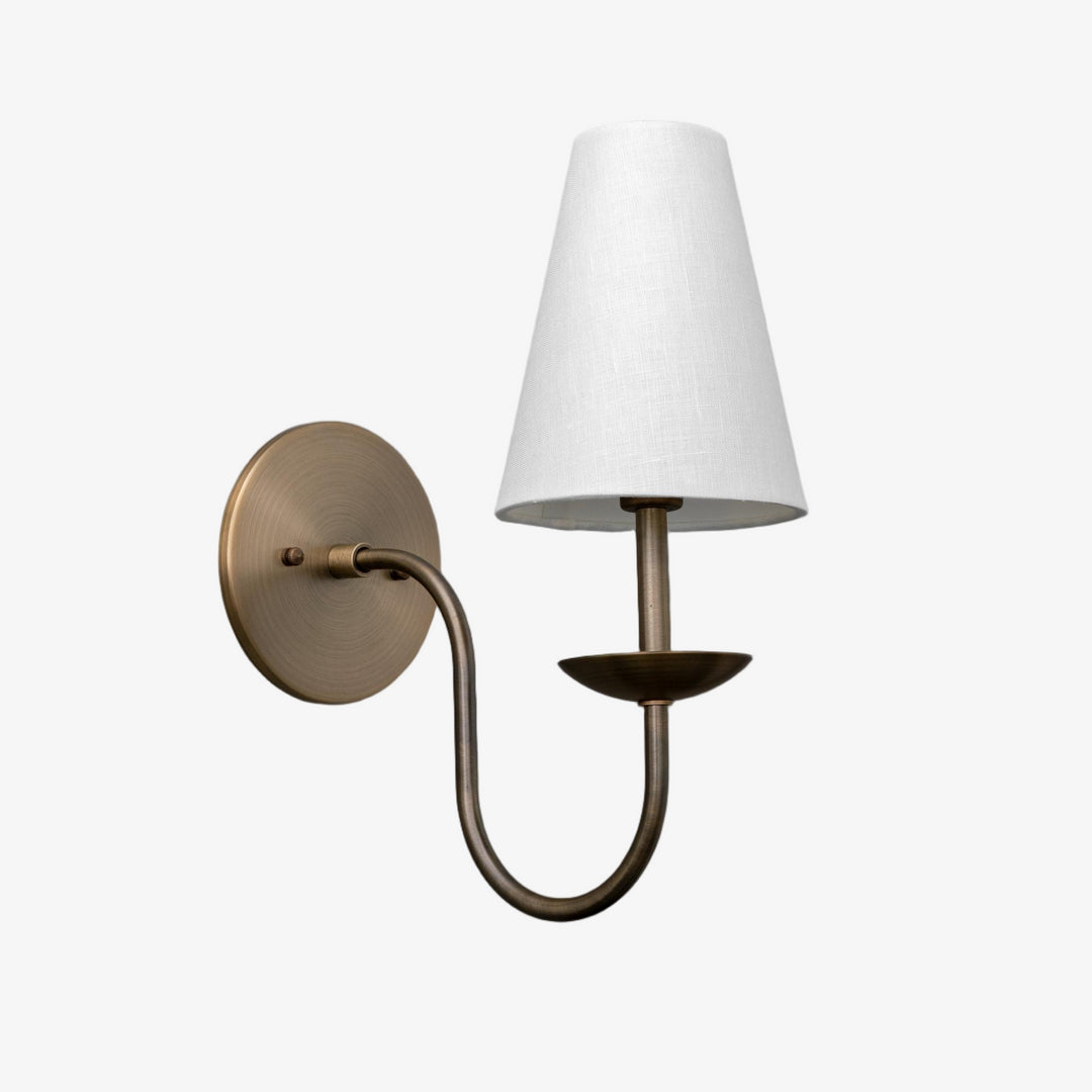 Curva Metal White Linen Sconce - Classic Brass Wall Light for Bedrooms