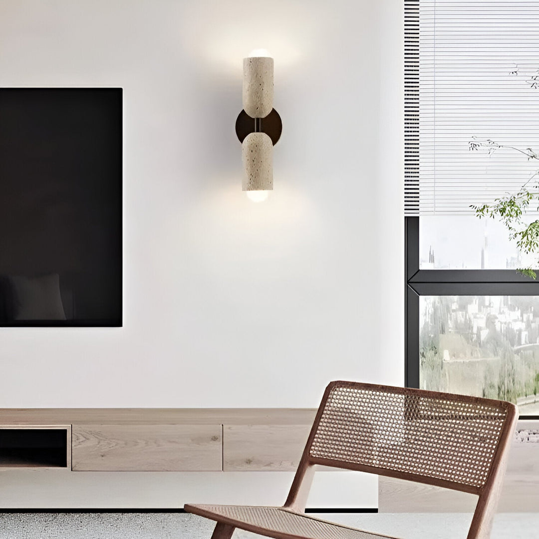 Applique da parete Merrill in travertino – Lampada LED moderna in stile nordico per camera da letto e corridoio