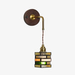 Cargar imagen en el visor de la Galería, Colorful stained glass wall sconce with brass-tone arm