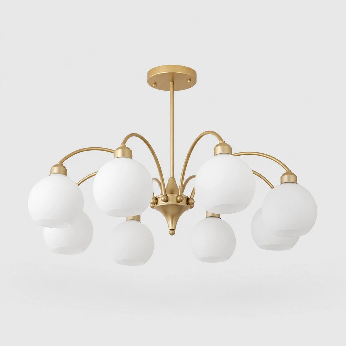 Gold 8-light glass globe chandelier