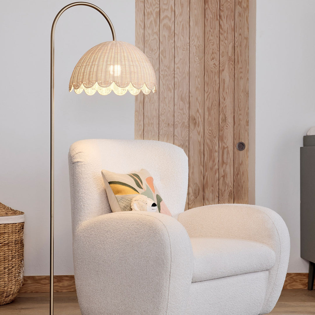 Olvara Natural Rattan Bubble Floor Lamp - Kids Room Lighting with Boho Charm