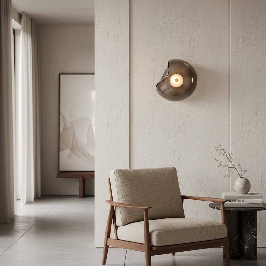 Lunacrest Gebogen Nebula Geïnspireerde Wandlamp – Artistieke Glazen Verlichting voor Hal