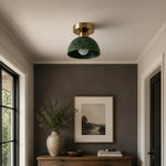Cargar imagen en el visor de la Galería, Green jade brass ceiling light detail 09