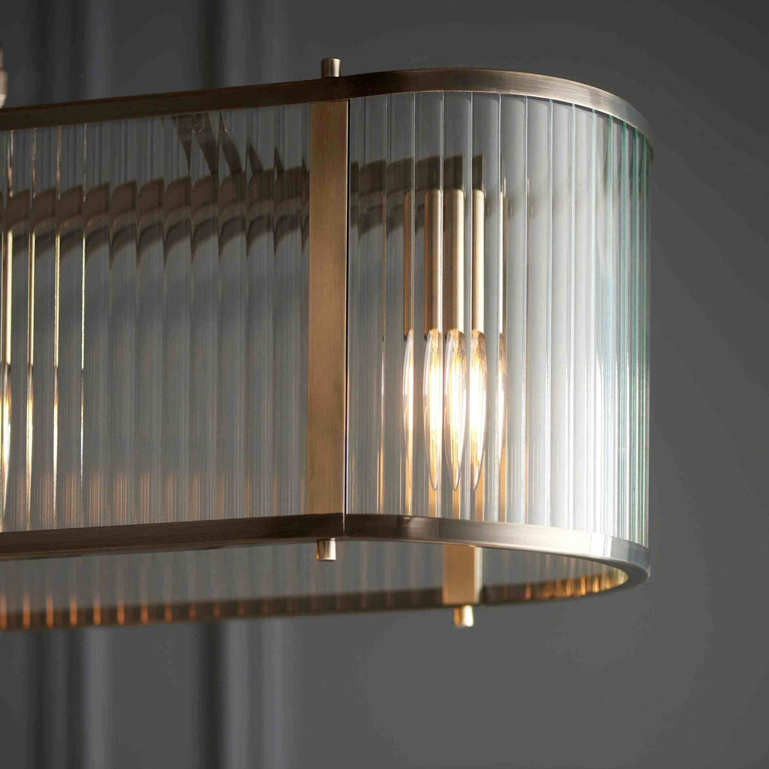 RibGlow gerippte Glas-Hängeleuchte – Hängeleuchte im Antikstil für Esszimmer