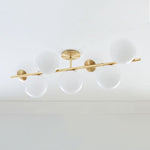 Load image into Gallery viewer, Alessora Brass Milk Glass Chandeliers- Great for Covered Outdoor Areas
