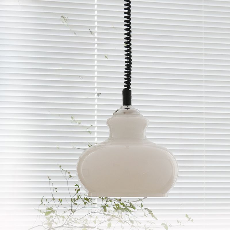 Lampada a sospensione in vetro crema retrò Lunea – Lampada vintage nordica per camera da letto e sala da pranzo