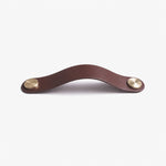 Afbeelding laden in galerijweergave, Cowhide leather and brass cabinet pull handle color and size option