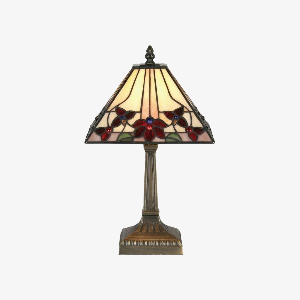 TF Camillo Ważka Lampa Stołowa z Witrażem - Styl Art Nouveau Tiffany z Falowanym Brzegiem do Salonu i Sypialni