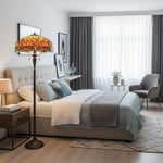 Load image into Gallery viewer, TF Dragonfly Motif Floor Lamp – Vintage Stained-Glass for Living Rooms