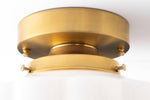 Load image into Gallery viewer, Geotower Glass Brass Ceiling Light – Art Deco Ribbed Globe Flush Mount
