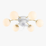 Carica l'immagine nella visualizzazione Galleria, 6 Heads white and gold ceiling fan light