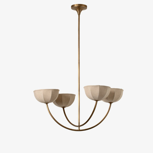 Candelabro Loomis - Pantalla Elegante Envolvente de Lino y Acabado en Latón para Salón