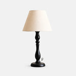 Afbeelding laden in galerijweergave, Vintage black iron table lamp with classic original fabric shade