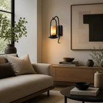 Load image into Gallery viewer, Black metal marble glass wall sconce