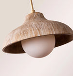 Cargar imagen en el visor de la Galería, Close view of the wood shade and glass globe