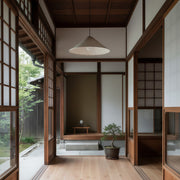 Lampe suspendue plissée en lin texturé Zalen - Lampe suspendue style tissu neutre pour chambre et salon