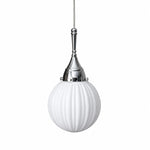 Cargar imagen en el visor de la Galería, White ribbed milk glass pendant light