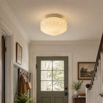 Afbeelding laden in galerijweergave, Warm glass flush mount ceiling light in an entryway