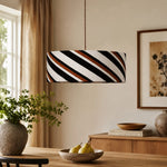 Cargar imagen en el visor de la Galería, Striped fabric pendant light room detail