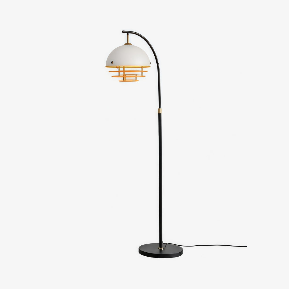 Afterglow Sunset Curved Floor Lamp - Vintage Glass Shade for Bedroom