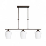 Bild in die Galerieansicht laden, Strellux Coffee Brown linear chandelier with three white opal glass shades
