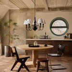 Cargar imagen en el visor de la Galería, Polka dot chandelier installed in a warm dining and kitchen space