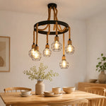 Cargar imagen en el visor de la Galería, Rustic farmhouse rope chandelier