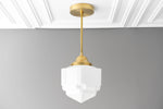 Load image into Gallery viewer, Geotower Glass Modern Pendant Light - Skyscraper Design - Brass or Black or Nickel Finish
