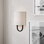 Load image into Gallery viewer, Nolvara Elegant Wall Light Featuring Soft Shade and Metal Arm
