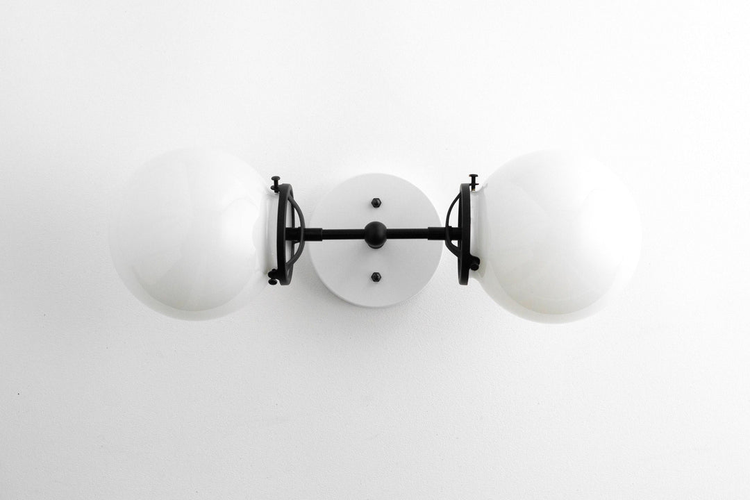 Lumio Globe Art Deco Vanity Light -  Opal Globe Bathroom Sconce