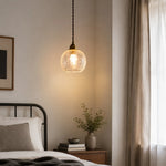 Cargar imagen en el visor de la Galería, brass glass pendant light used as warm bedside lighting