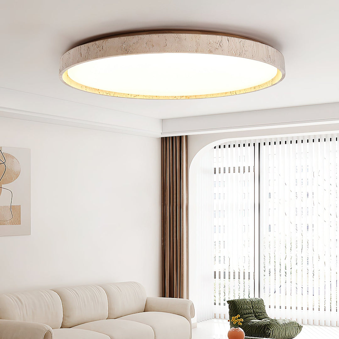 Ultradunne Ronde Travertijn Plafondlamp